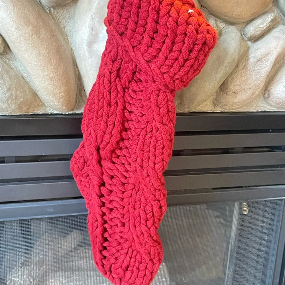 Pottery Barn Lot of 2 Red Colossal Knit Stocking